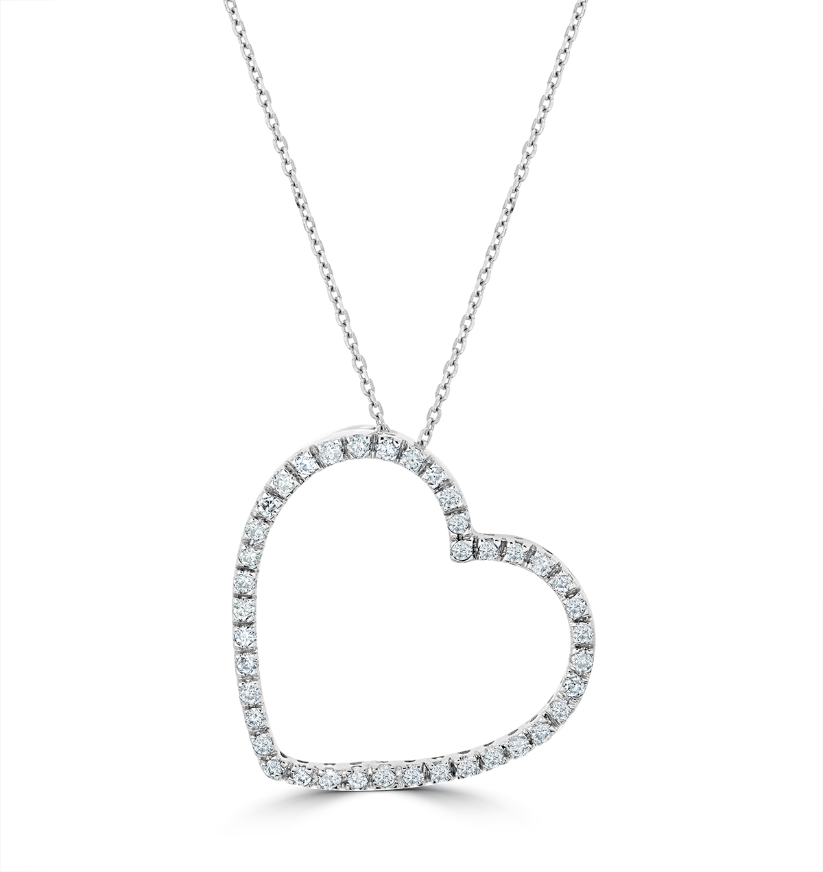 Heart Pendant Necklace 0 30ct Diamond 9k White Gold