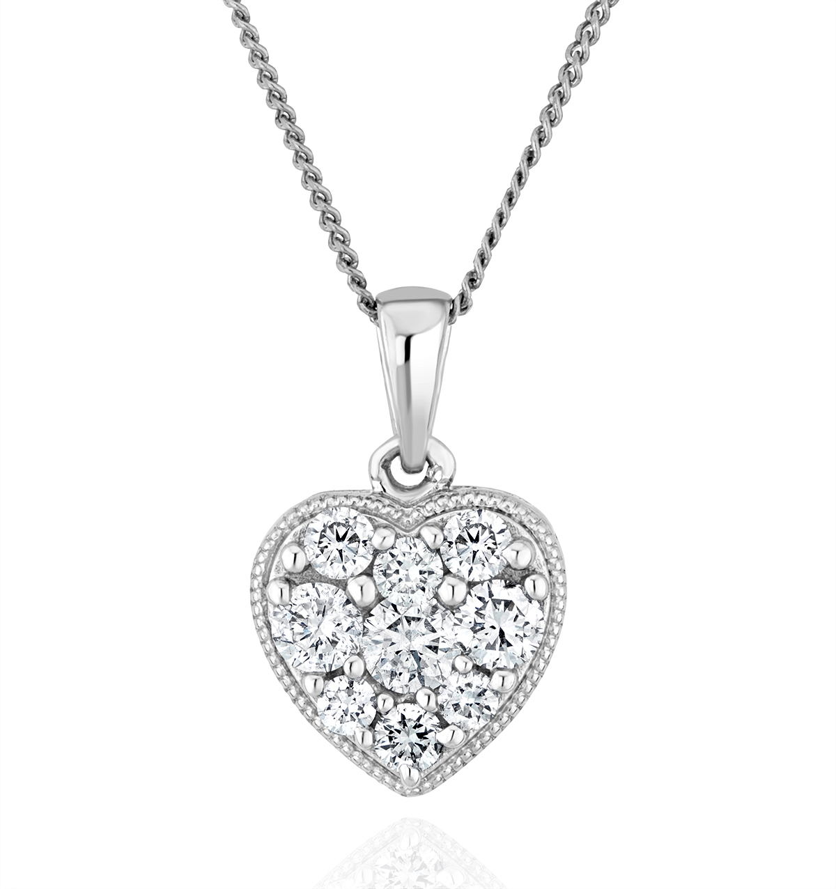 Lab Diamond Pave Heart Pendant Necklace 0 50ct H Si In 9k White Gold